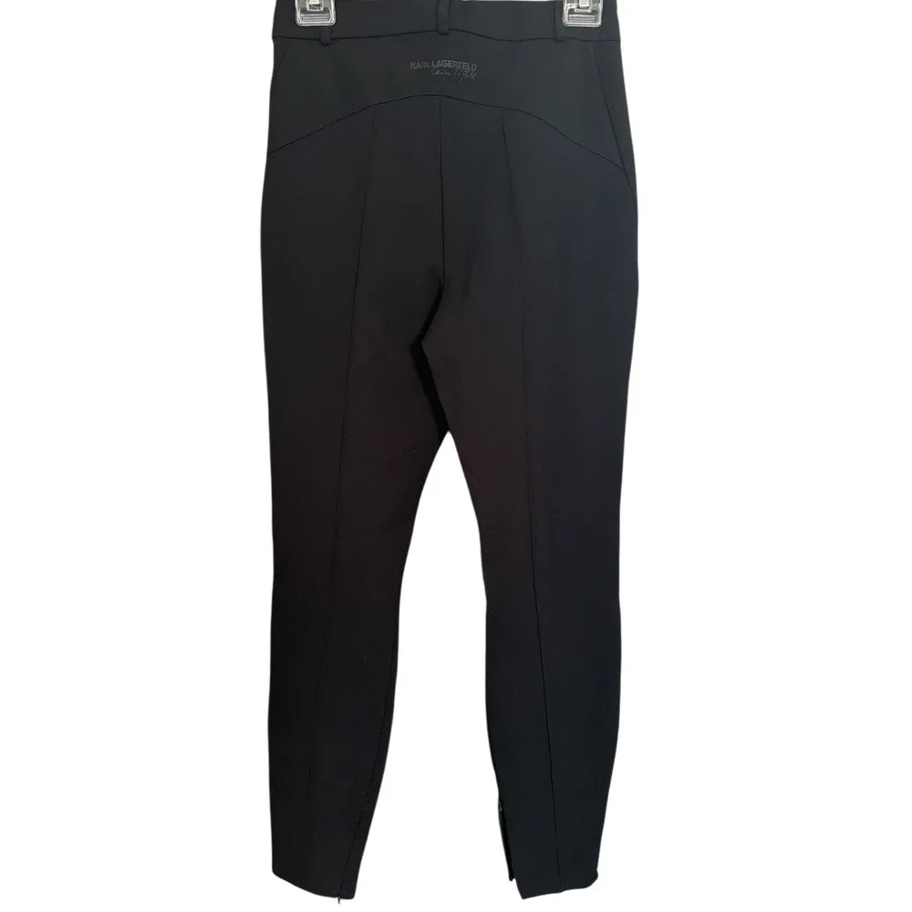 Karl Lagerfeld Paris x Carine Roitfeld‎ Black Pintuck Skinny Trousers Ankle Zip